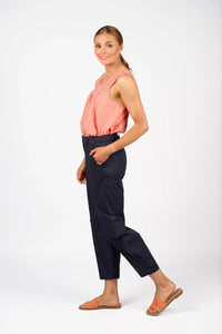 KNEWE Label women's K7107 Series Pant in Ink - close-up fabric detail