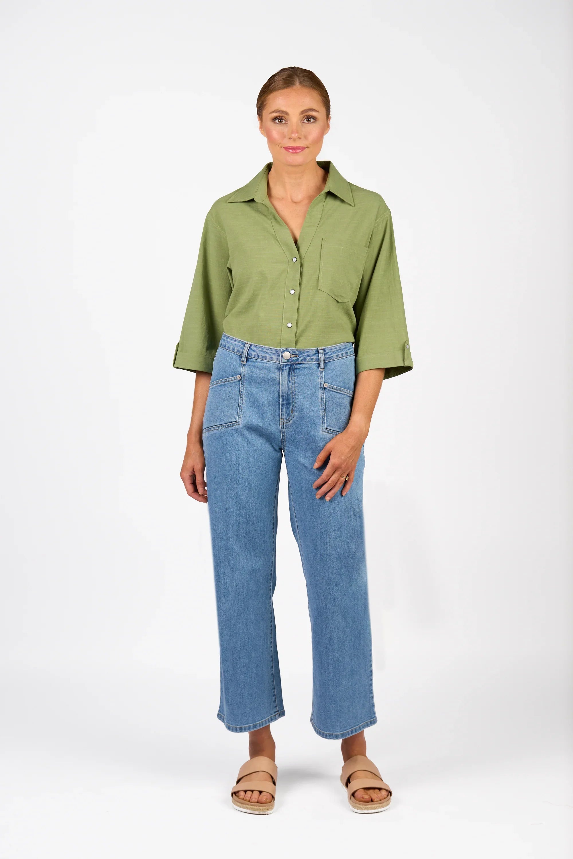KNEWE Label women's K7109 Marlow Jean in Malibu - close-up fabric detail