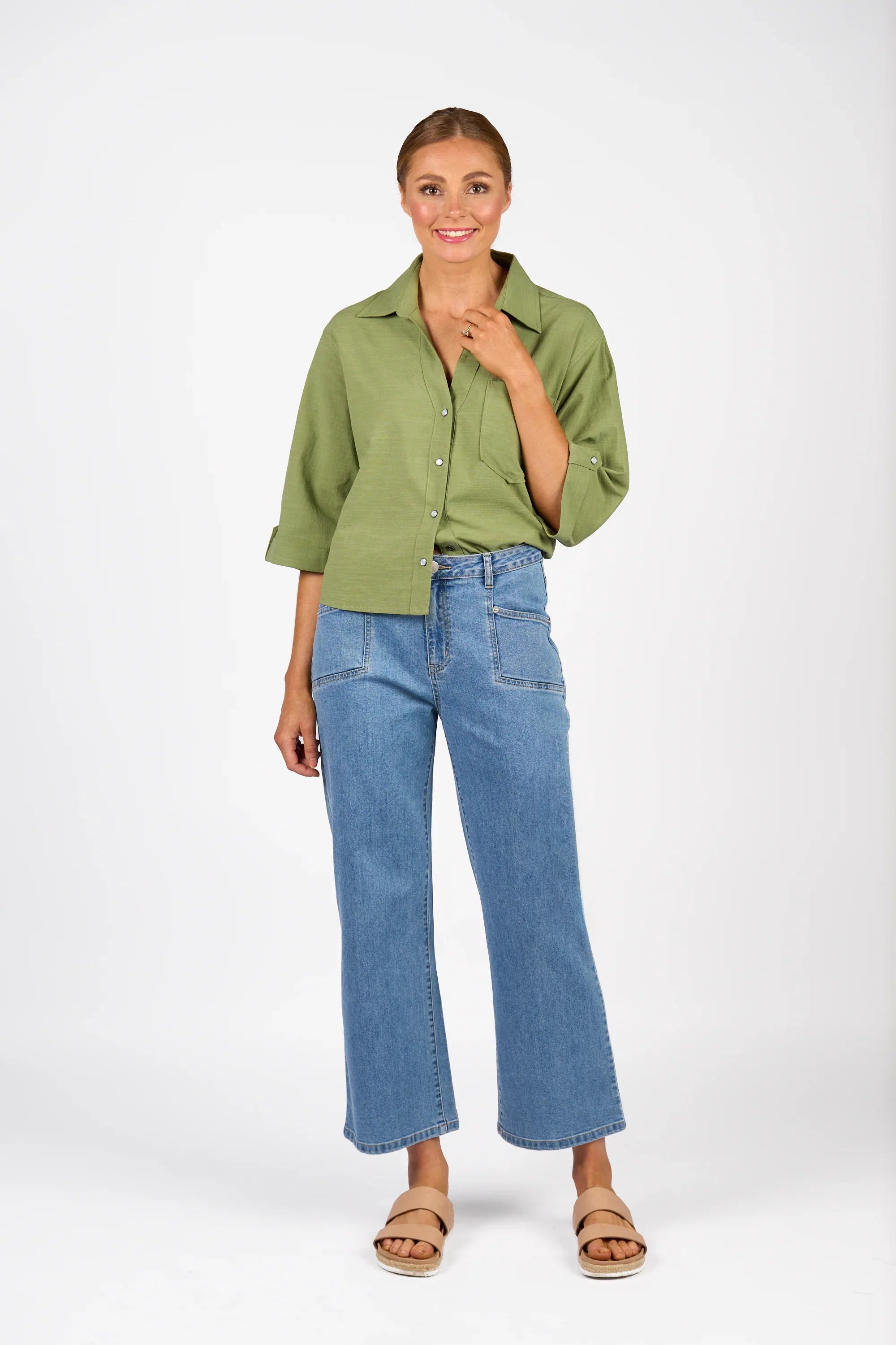KNEWE Label women's K7109 Marlow Jean in Malibu - close-up fabric detail