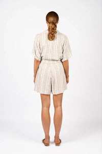 KNEWE Label women's K8013 Zephyr Short in Stripe - close-up fabric detail