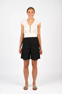 KNEWE Label women's K8015 Flynn Short in Black - close-up fabric detail