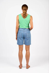 KNEWE Label women's K8016 Spin Short in Malibu - close-up fabric detail