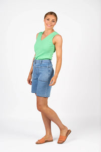KNEWE Label women's K8016 Spin Short in Malibu - close-up fabric detail