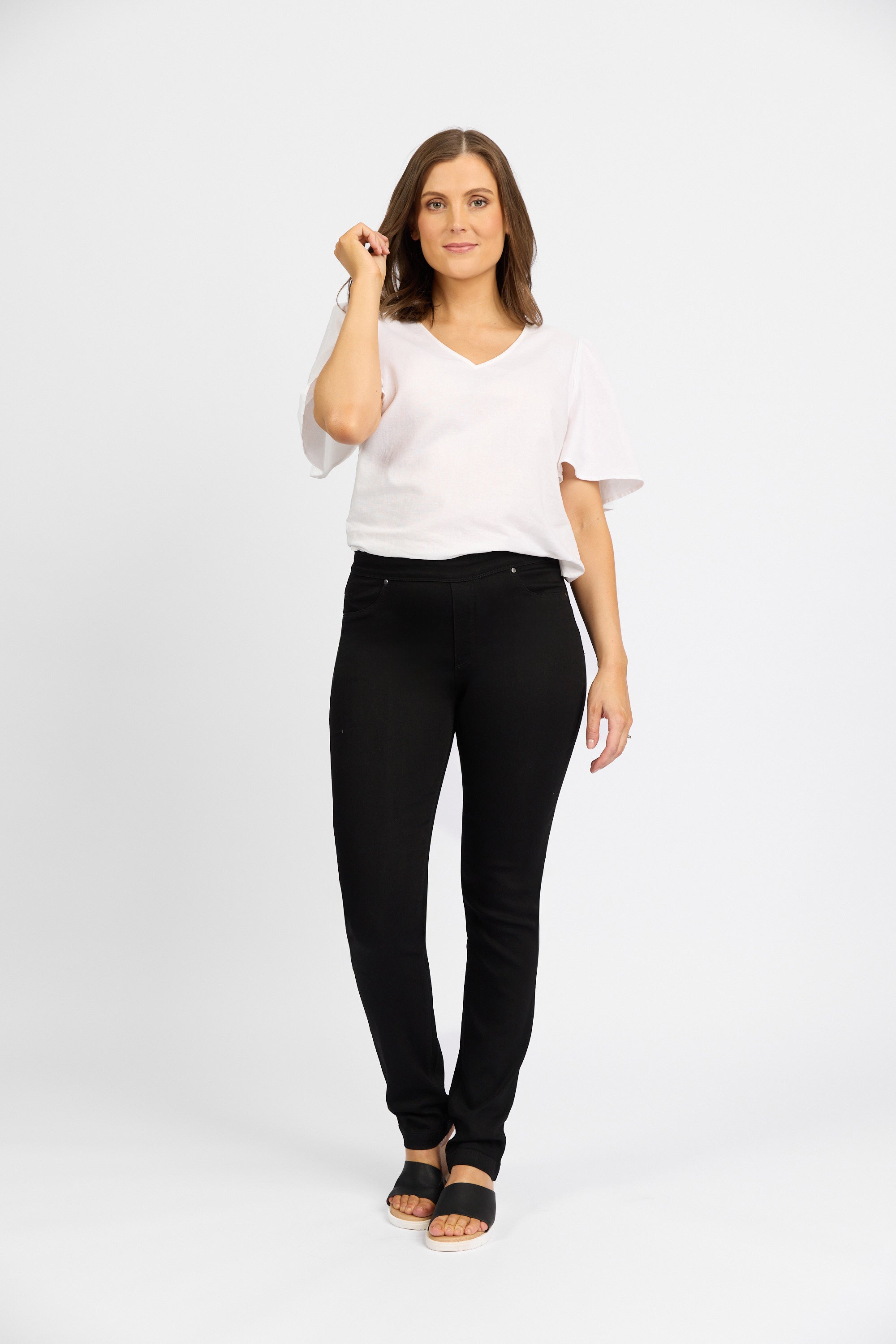 California - Stretch Denim Pull-On Jeans - Black Denim | Macjays