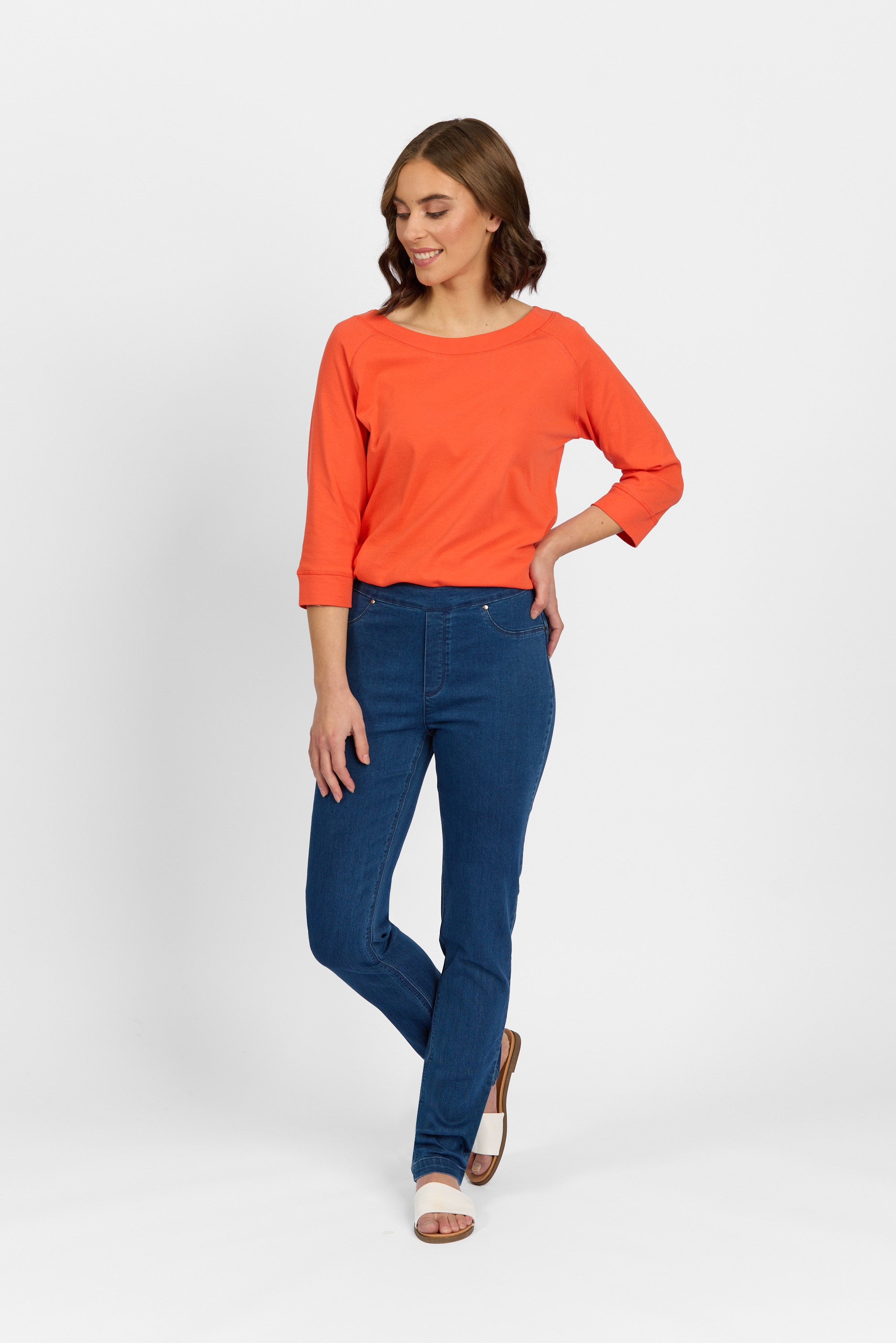 California - Stretch Denim Pull-On Jeans - Blue Wash Denim | Macjays