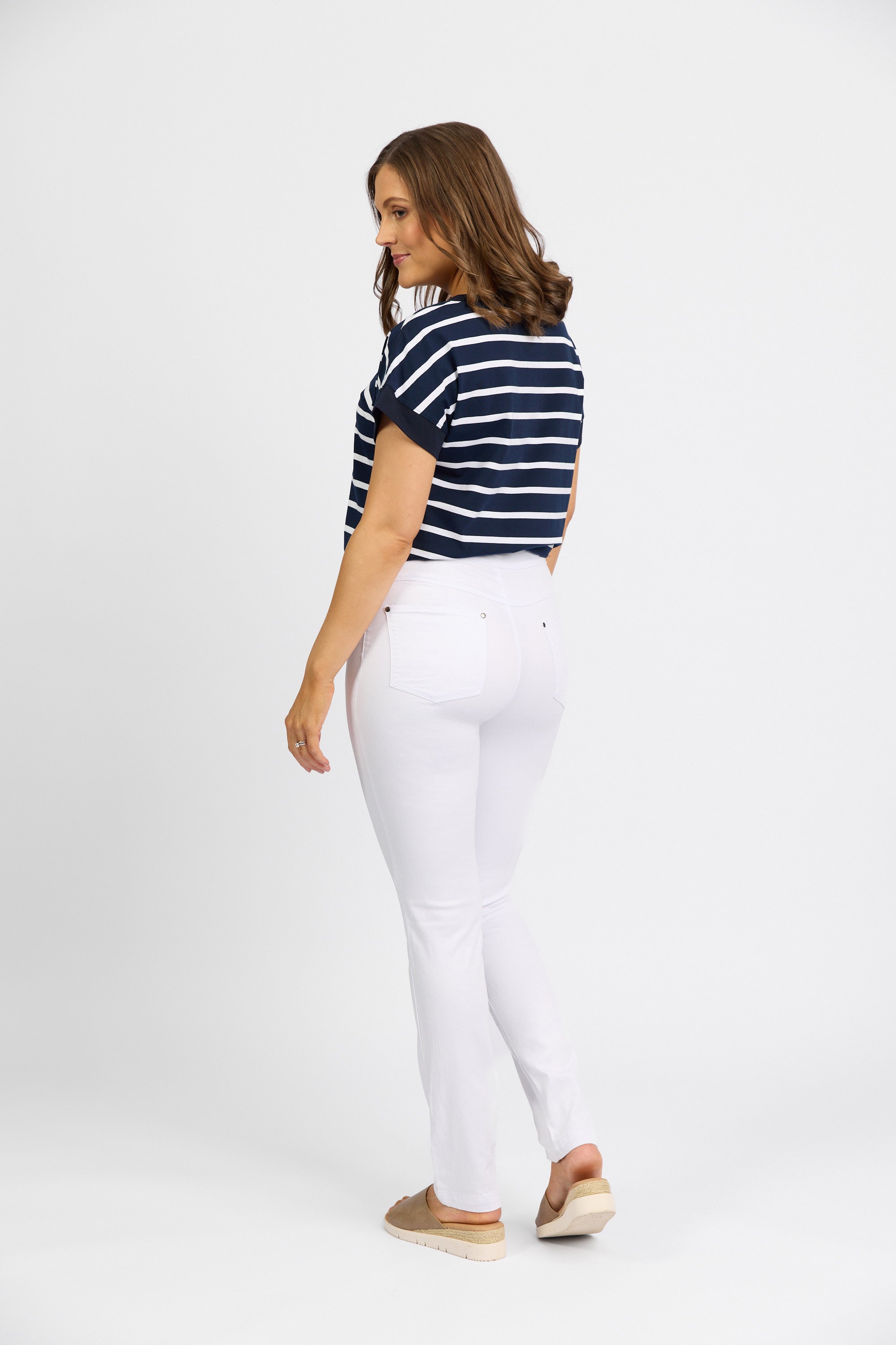 California - Stretch Denim Pull-On Jeans - White Denim | Macjays