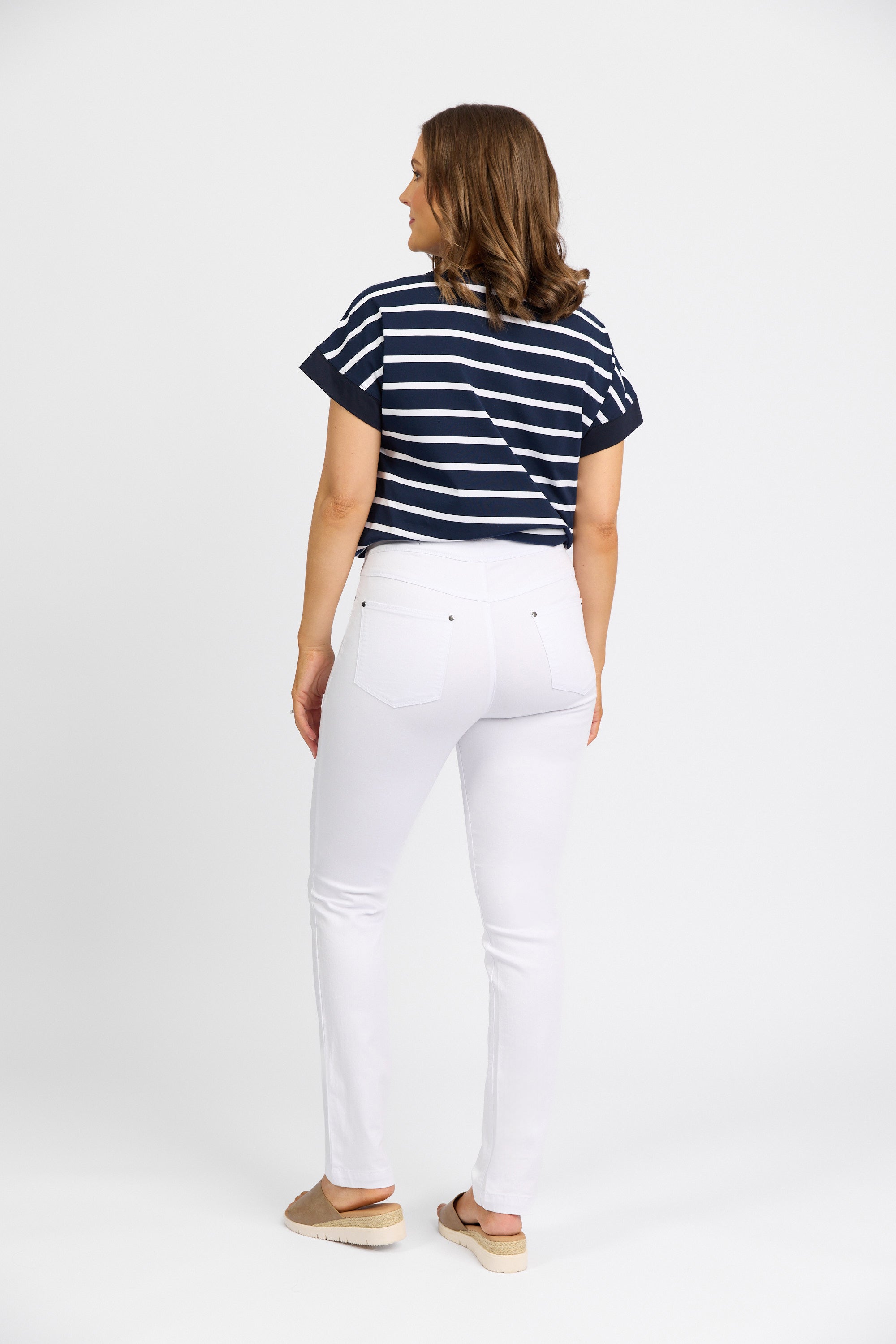 California - Stretch Denim Pull-On Jeans - White Denim | Macjays