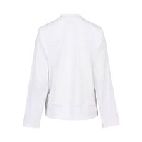 Back view of the Vassalli Zip Up Jacket - White, featuring a collar, upper back and hem seam detailing, and subtle stretch panels, shown on a white background.