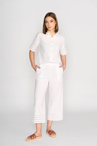 Wide Leg 7/8 Pant - White