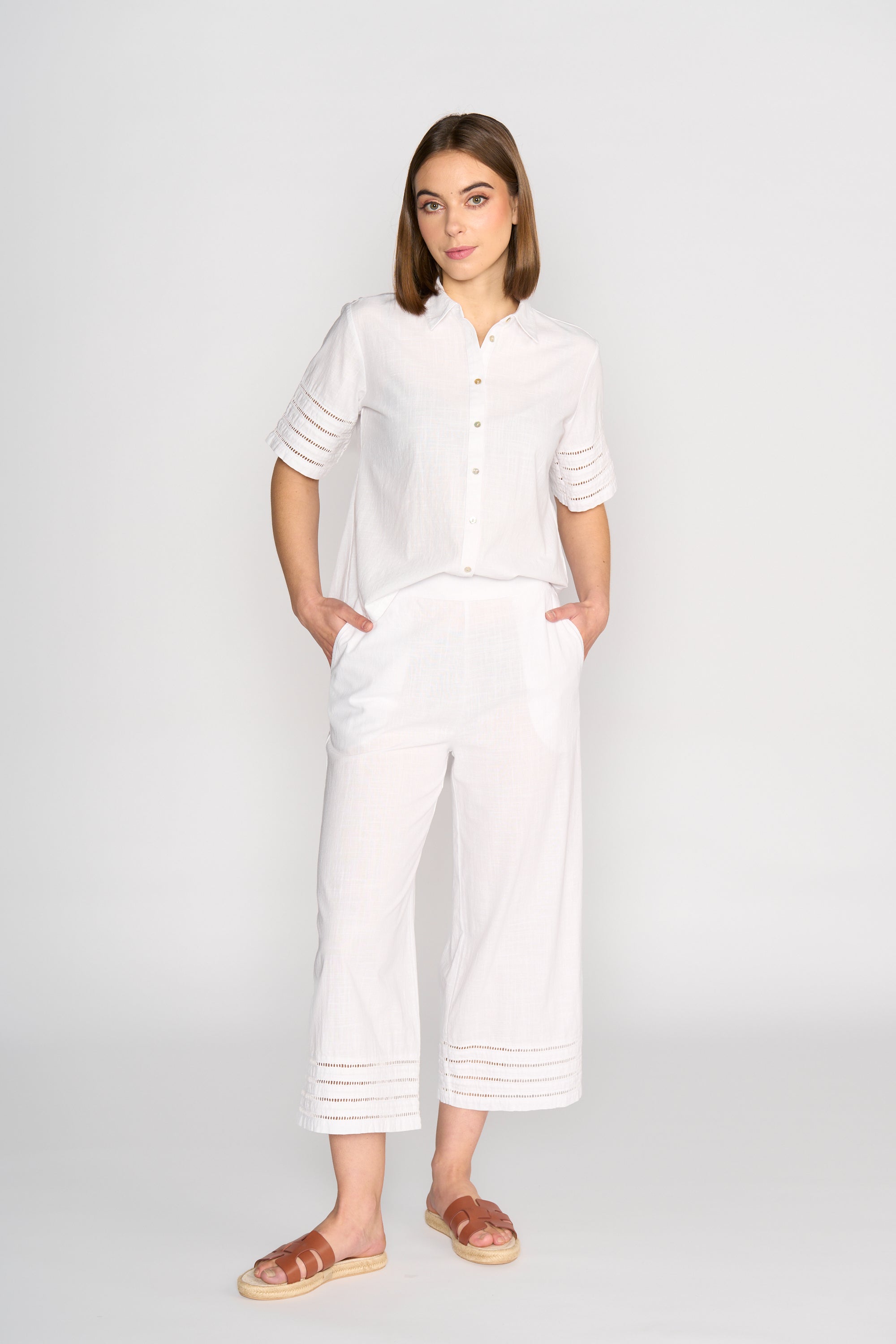 Wide Leg 7/8 Pant - White