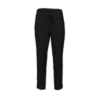 The Vassalli Marble Pant in black features an elastic waistband with a front drawstring; these ankle-grazer pull-on pants are shown against a white background.