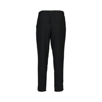 The Vassalli Marble Pant in black is a casual, straight-leg, ankle-grazer with an elastic waistband and a right-side back pocket, shown from the back.