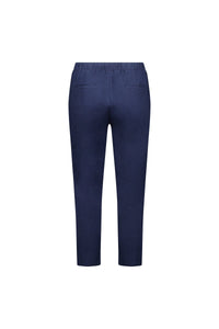 The Vassalli Denver 7/8 Pant in Ink is a navy blue, slim-fit ankle-length trouser with an elastic waistband and two welt pockets, crafted from a soft cotton blend and shown from the back on a plain white background.