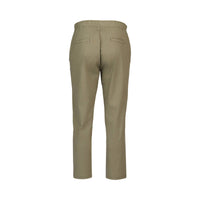 Back view of Vassalli’s Henley 7/8 Pant in Army, featuring a slim elastic waistband, two welt pockets, and a straight-leg fit in stretch fabric, shown against a white background.