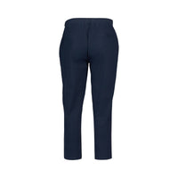 The Vassalli Henley 7/8 Pant in Ink is shown from the back, featuring a slim-leg fit, elastic waistband, and two back welt pockets, displayed against a plain white background.