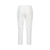 The Vassalli Henley 7/8 Pant in white features an elastic waistband and two back pockets, made from comfortable stretch fabric and shown from the back against a plain white background.