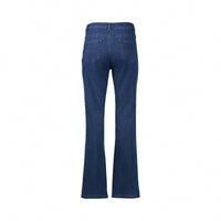 Back view of Vassalli Theory Jean - Blue Denim (Without Fade), featuring two back pockets and a flattering high rise stretch fit, shown on a white background.