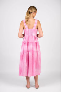 Tiered Dress - Pink Stripe