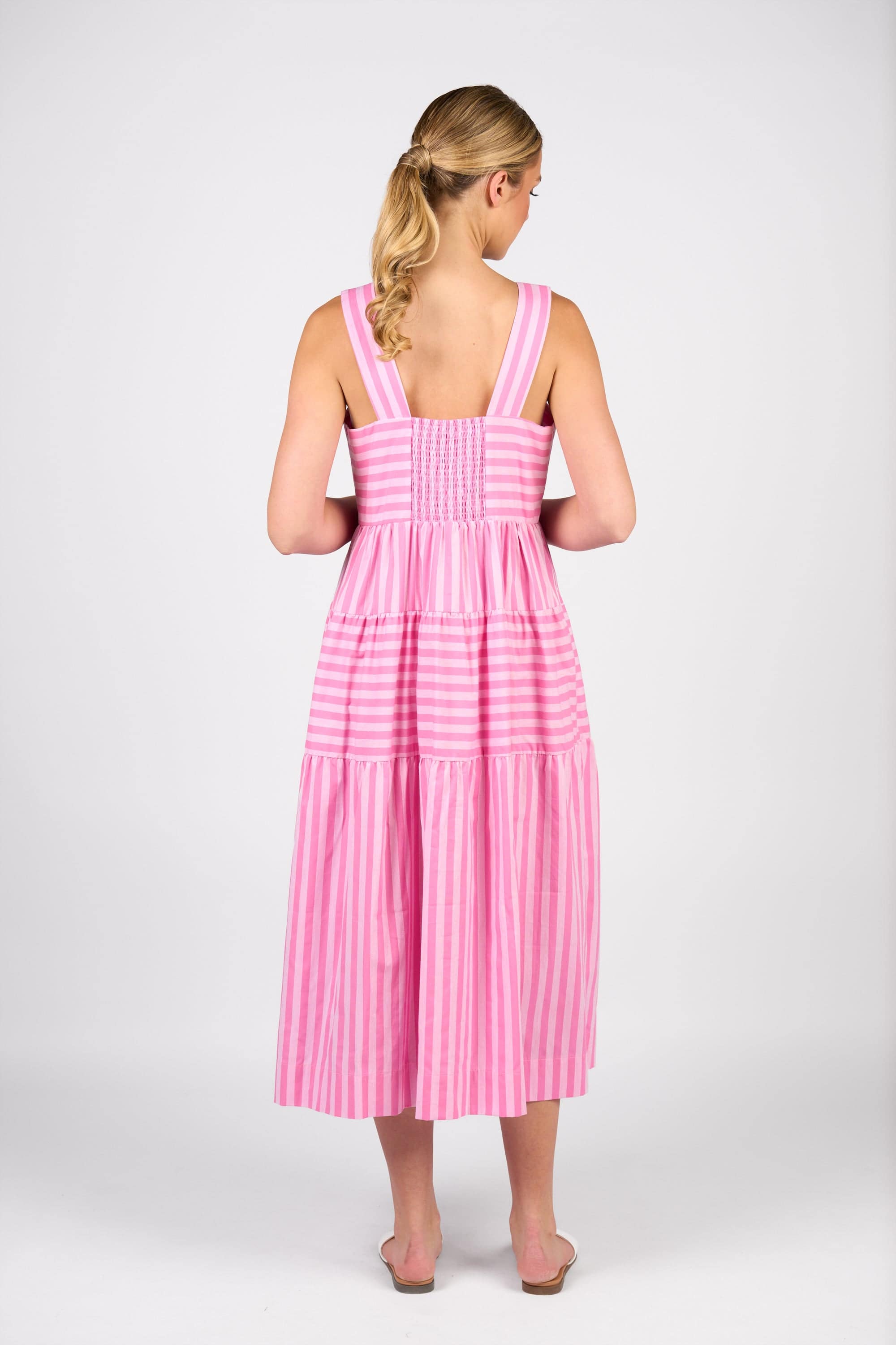 Tiered Dress - Pink Stripe
