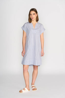 Balloon Dress - Blue Stripe