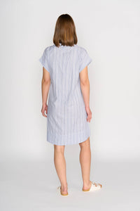 Balloon Dress - Blue Stripe