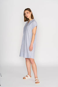 Balloon Dress - Blue Stripe