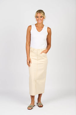 Mid Length Skirt - Bone