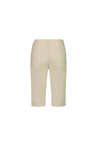 The Vassalli Custom Poplin Short in Sand is shown from the back, featuring a flat waistband, two back pockets, and a neat finish, displayed on a plain white background.